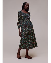Whistles - Tulips Print Poplin Midi Dress - Lyst