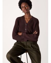 Whistles - V Neck Cotton Cardigan - Lyst