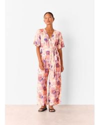 Whistles - Petite Floral Button Front Jumpsuit - Lyst