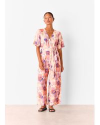 Whistles - Petite Floral Button Front Jumpsuit - Lyst