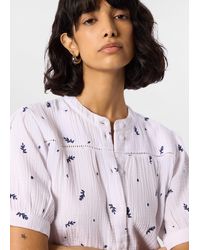 Whistles - Embroidered Cotton Frill Top - Lyst