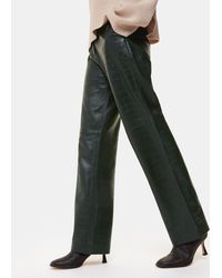 Whistles - Croc-Embossed Leather Straight Trousers - Lyst