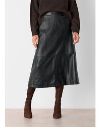 Whistles - Burnished Leather Midi Skirt - Lyst