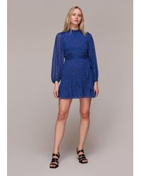 Whistles - Warped Star Print Dobby Dress - Lyst