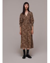 Whistles - Jungle Cheetah Shirred Dress - Lyst