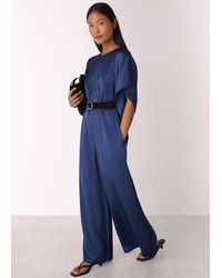 Whistles - Petite Satin Short Sleeve Jumpsuit - Lyst