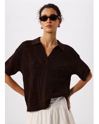 Whistles - Crochet Detail Cotton Polo - Lyst