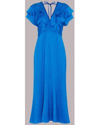 Whistles - Adeline Frill Midi Dress - Lyst