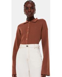 Whistles - Rib Collar Cardigan - Lyst