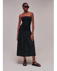 Whistles - Shirred Bandeau Poplin Dress - Lyst