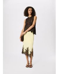 Whistles - Lace Hem Satin Midi Skirt - Lyst
