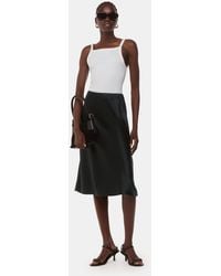 Whistles - Satin Knee Length Skirt - Lyst