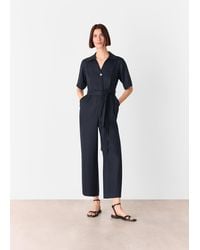 Whistles - Button Front Jumpsuit - Lyst
