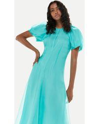 Whistles - Organza Silk Puff Sleeve Dress - Lyst