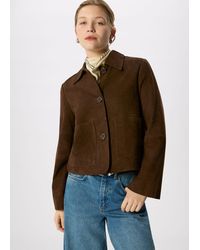 Whistles - Button Cropped Suede Jacket - Lyst