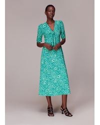 Whistles - Clouded Floral Tie Midi Dress - Lyst