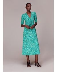 Whistles - Clouded Floral Tie Midi Dress - Lyst