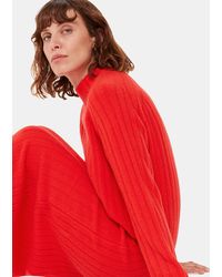 Whistles - Ribbed Knitted Midi Dress - Lyst