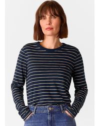 Whistles - Stripe Crew Neck Pocket Top - Lyst