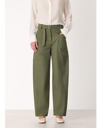 Whistles - Belted Cotton Barrel Trouser - Lyst