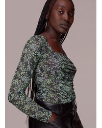 Whistles - Mesh Square Neck Gathered Top - Lyst