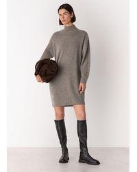 Whistles - Petite Funnel Neck Wool Mini Dress - Lyst