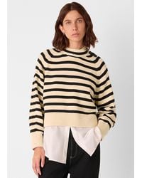 Whistles - Stripe Detail Cotton Knit - Lyst
