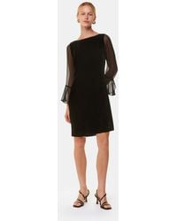 Whistles - Flared Velvet Mini Dress Mesh Tie Sleeves - Lyst