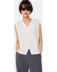 Whistles - Linen Button Front Tank - Lyst