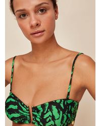 Whistles Tiger Animal Print Bikini Top - Green