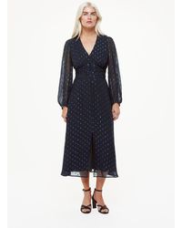 Whistles - Petite Metallic Dobby Midi Dress - Lyst