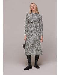 Whistles - Wiggle Print Silk Midi Dress - Lyst