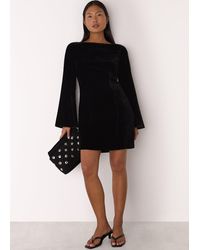Whistles - Petite Velvet Flare Sleeve Dress - Lyst