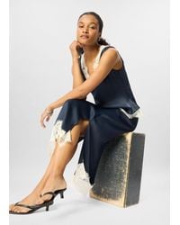 Whistles - Lace Hem Satin Midi Skirt - Lyst