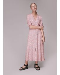 Whistles - Wheat Floral Midi Dress - Lyst