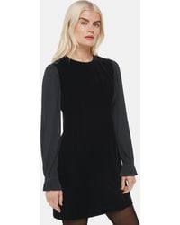 Whistles - Petite Velvet Pleat Sleeve Mini Dress - Lyst