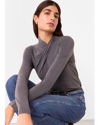 Whistles - Drape Neck Jersey Top - Lyst