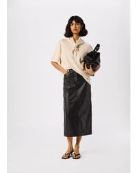 Whistles - Jamie Leather Midi Skirt - Lyst