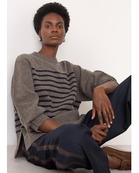 Whistles - Wool Stripe Crew Neck Knit - Lyst