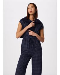 Whistles - Petite Grid Print Sleeveless Jumpsuit - Lyst
