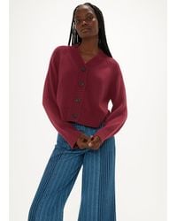 Whistles - Ribbed Detail Cotton Cardigan - Lyst