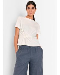 Whistles - Twist Front Detail Tee - Lyst