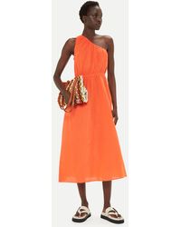 Whistles - One Shoulder Linen Blend Dress - Lyst