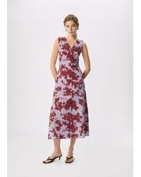 Whistles - Floral Print Textured Sleeveless Midi Dress - Lyst