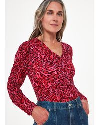 Whistles - Waving Leopard Gathered Top - Lyst