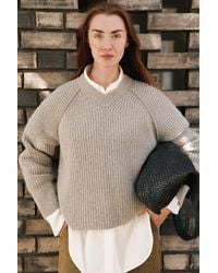 Whistles - Wool Chunky V Neck Rib Knit - Lyst