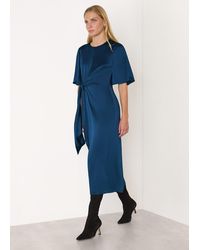 Whistles - Satin Twist Waist Midi Dress - Lyst