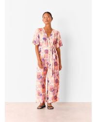 Whistles - Petite Floral Button Front Jumpsuit - Lyst