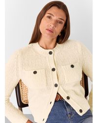 Whistles - Wool Mix Textured Cardigan - Lyst
