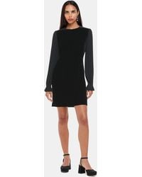 Whistles - Velvet Pleat Sleeve Mini Dress - Lyst